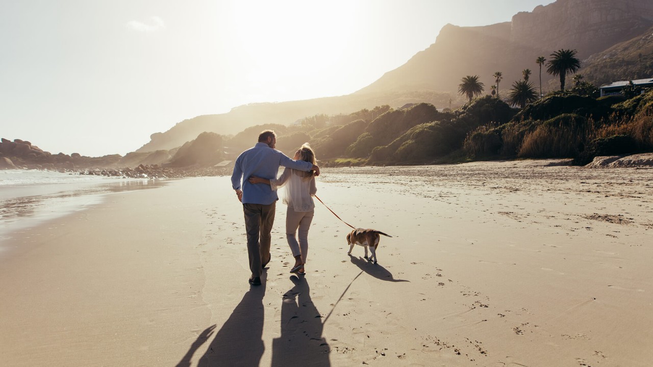 Retired couple on the beach